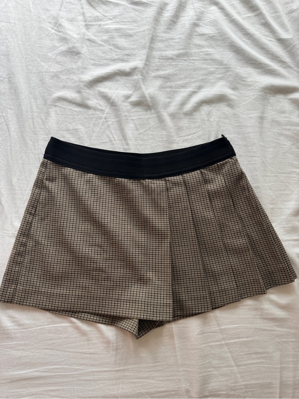 Zara houndstooth box pleat skort